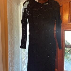Sold!!! Ralph Lauren Black Long Sleeve Lace Dress